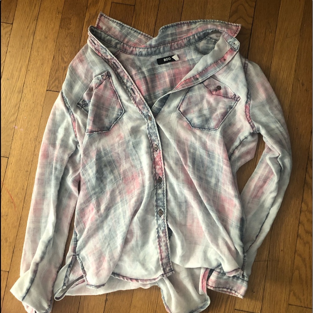 BDG distressed button up